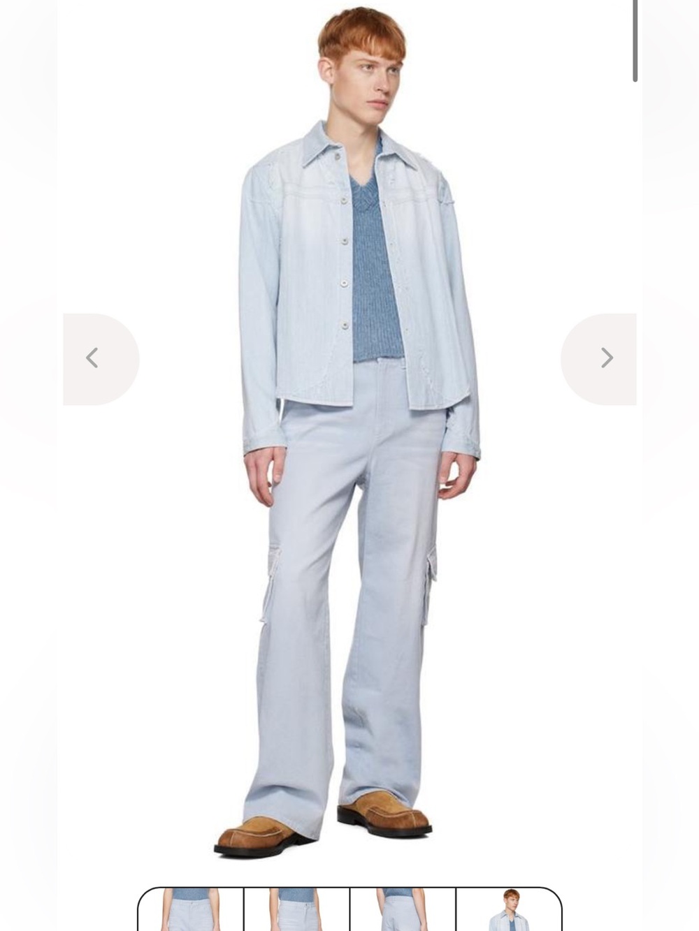 TheOpen Product Western Denim Cargo Pants Light Blue Wide Leg Cargo Jeans Sz 2